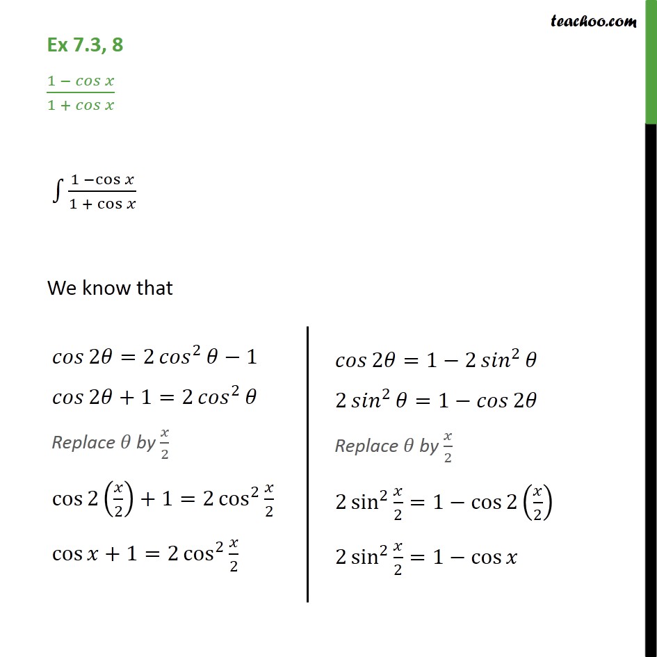 cos x 1 formula