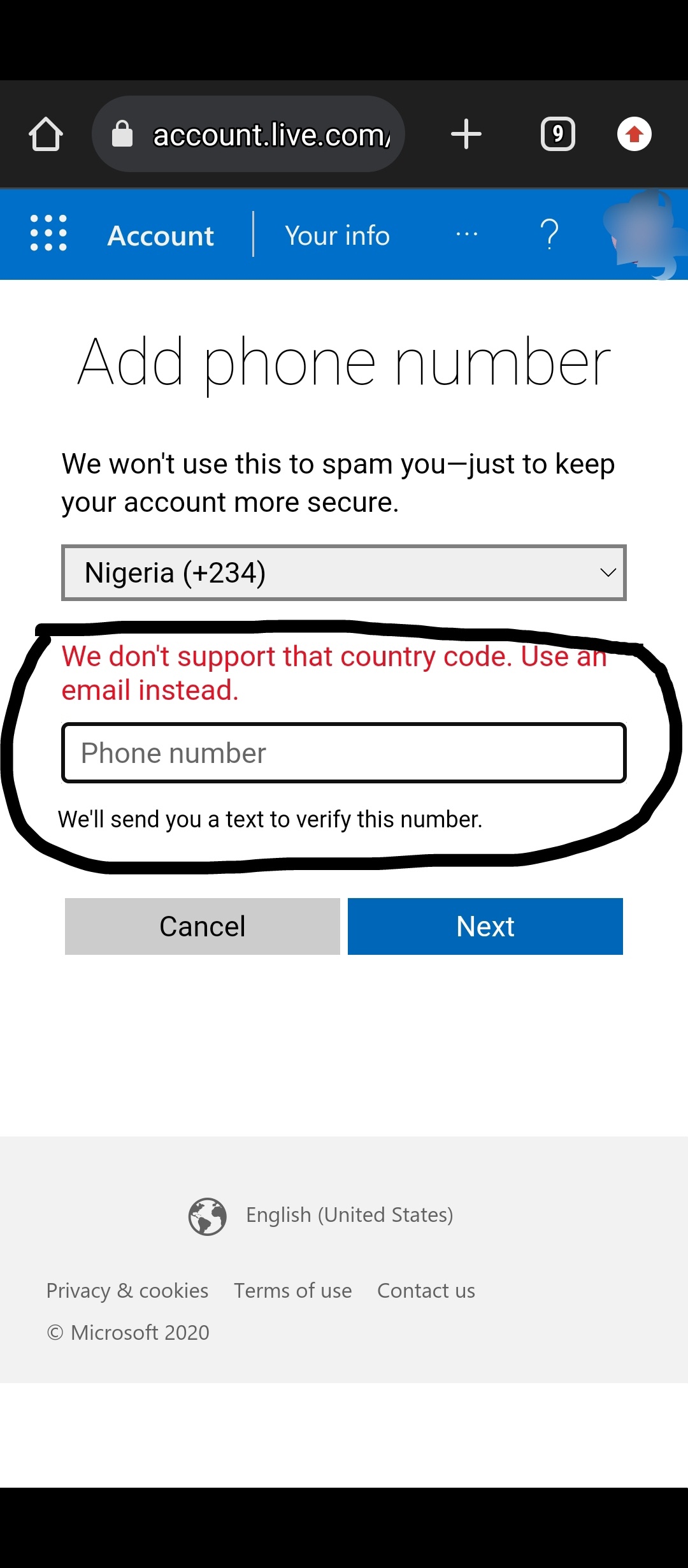 country phone code 234