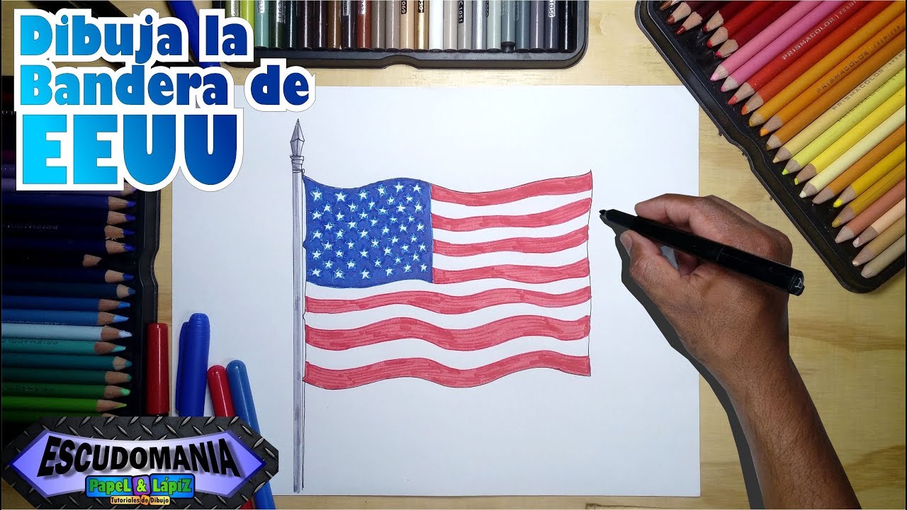 cómo dibujar la bandera de estados unidos