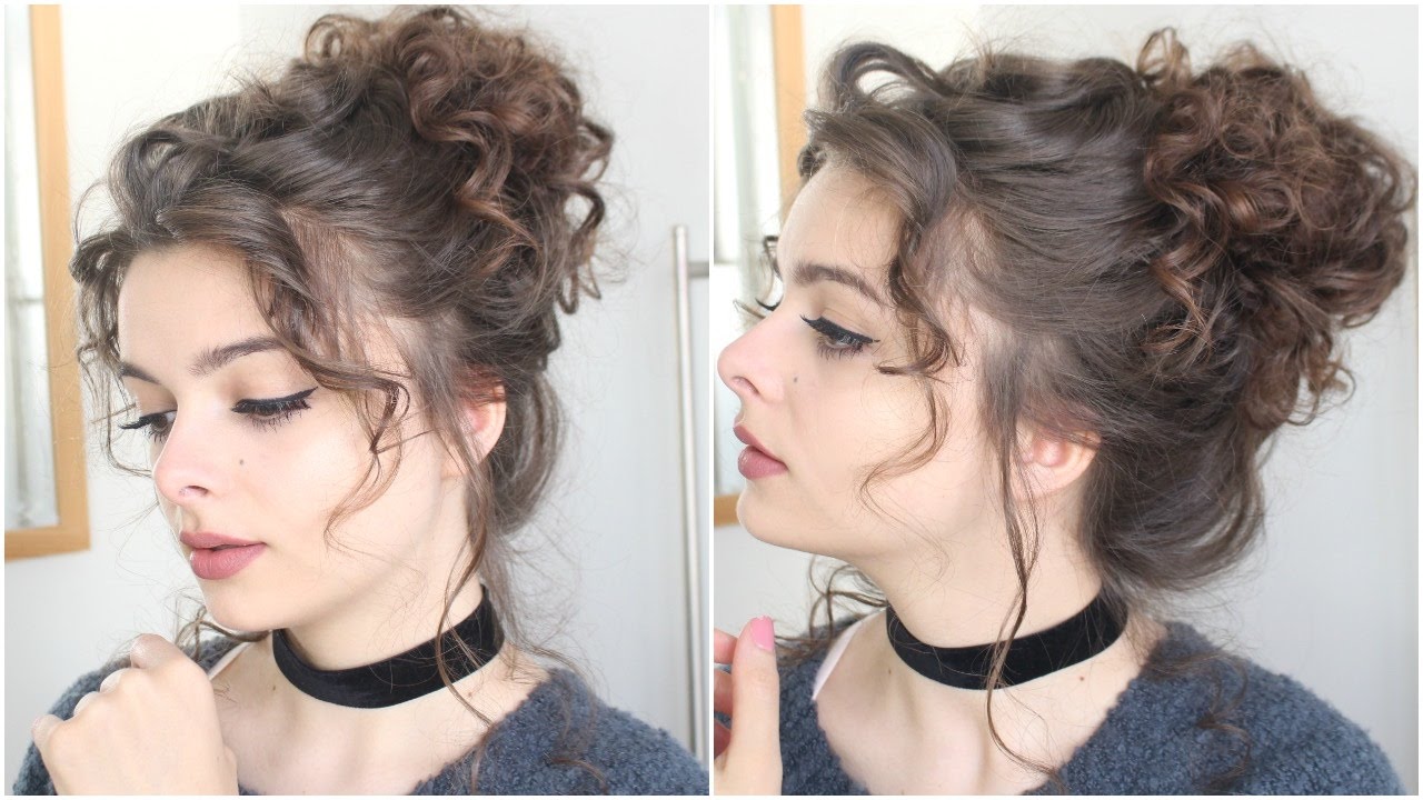 curly messy bun hair