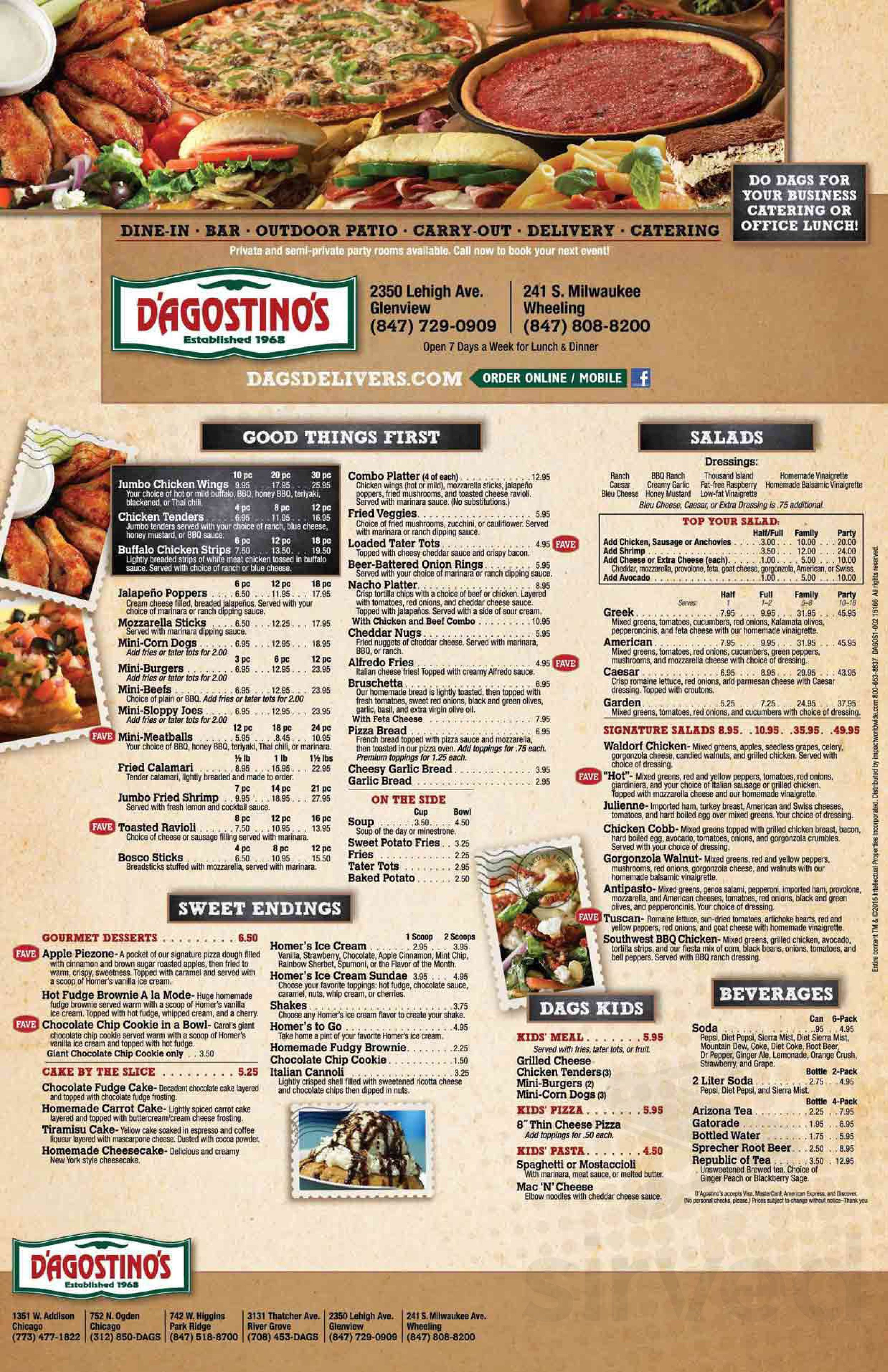 pizza dagostino menu