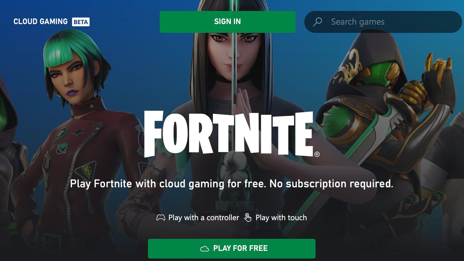 xbox cloud gaming fortnite