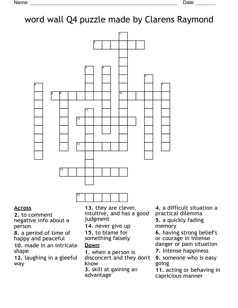 crossword clue intricate