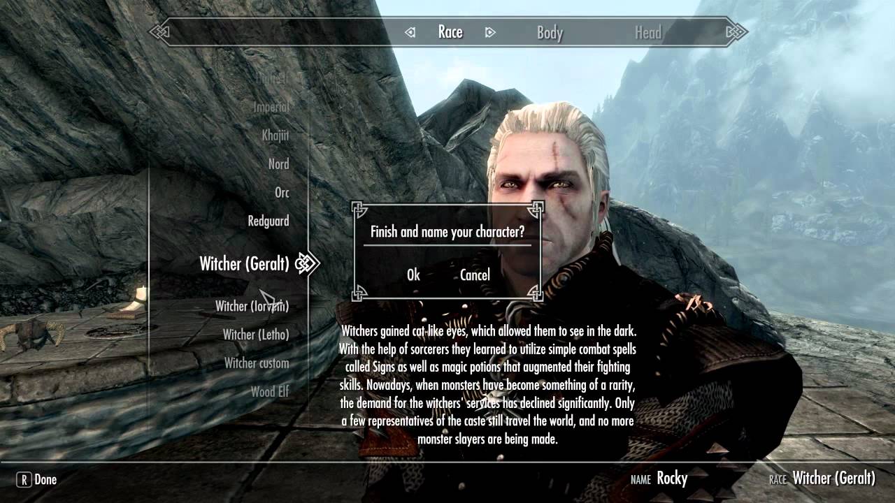 skyrim witcher race mod