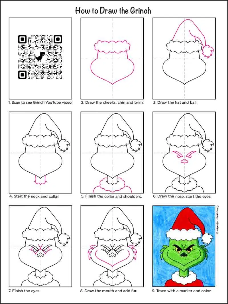 how to draw the grinch easy