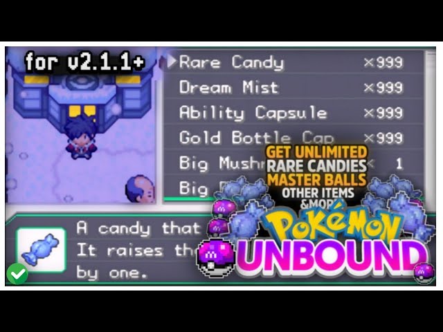 pokemon unbound rare candy cheat