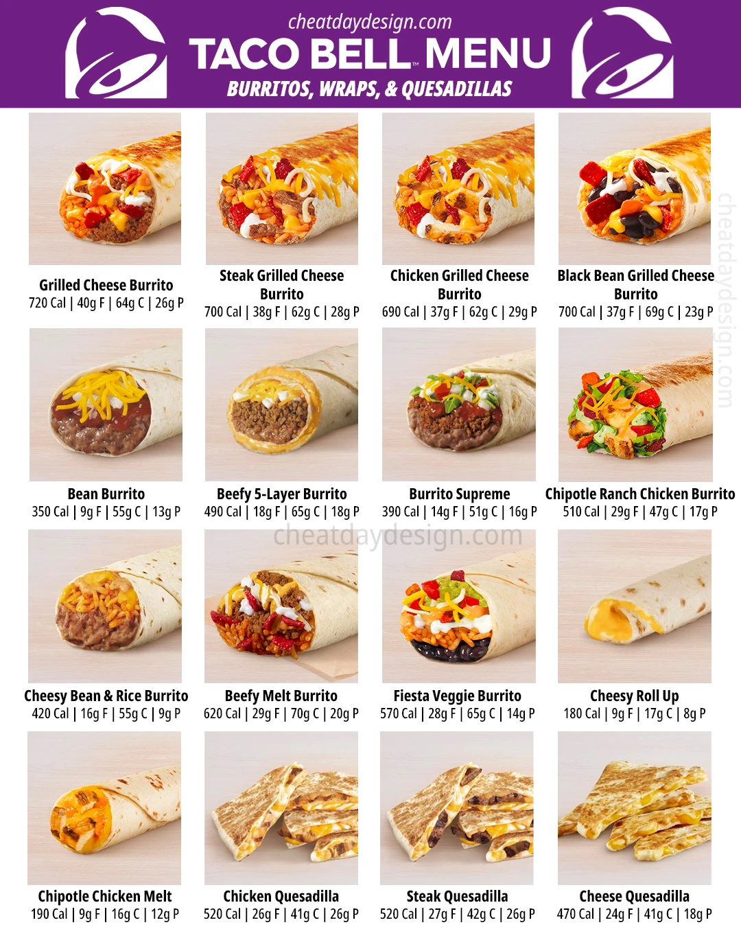 calorie count taco bell