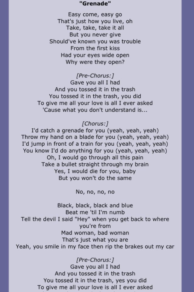 bruno mars grenade lyrics