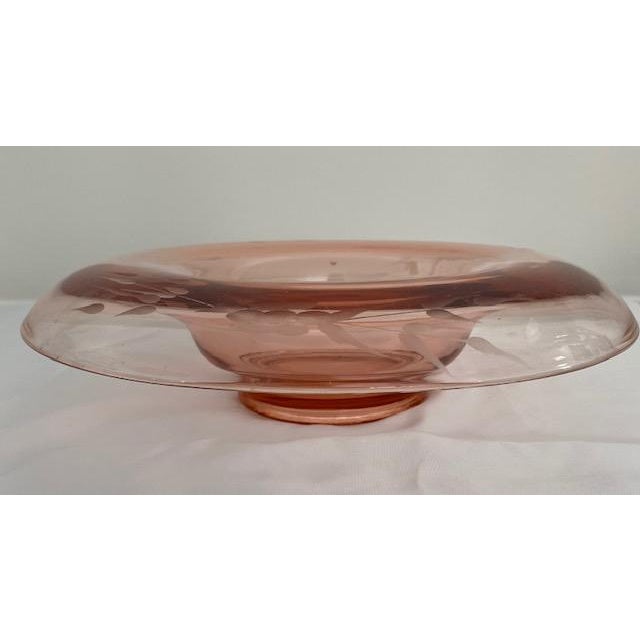 pink depression glass console bowl