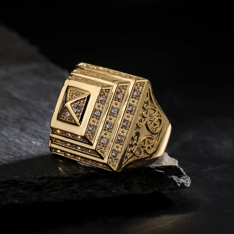 mens gold pyramid ring