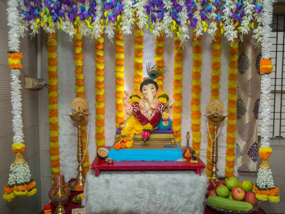 decoration of ganpati at home