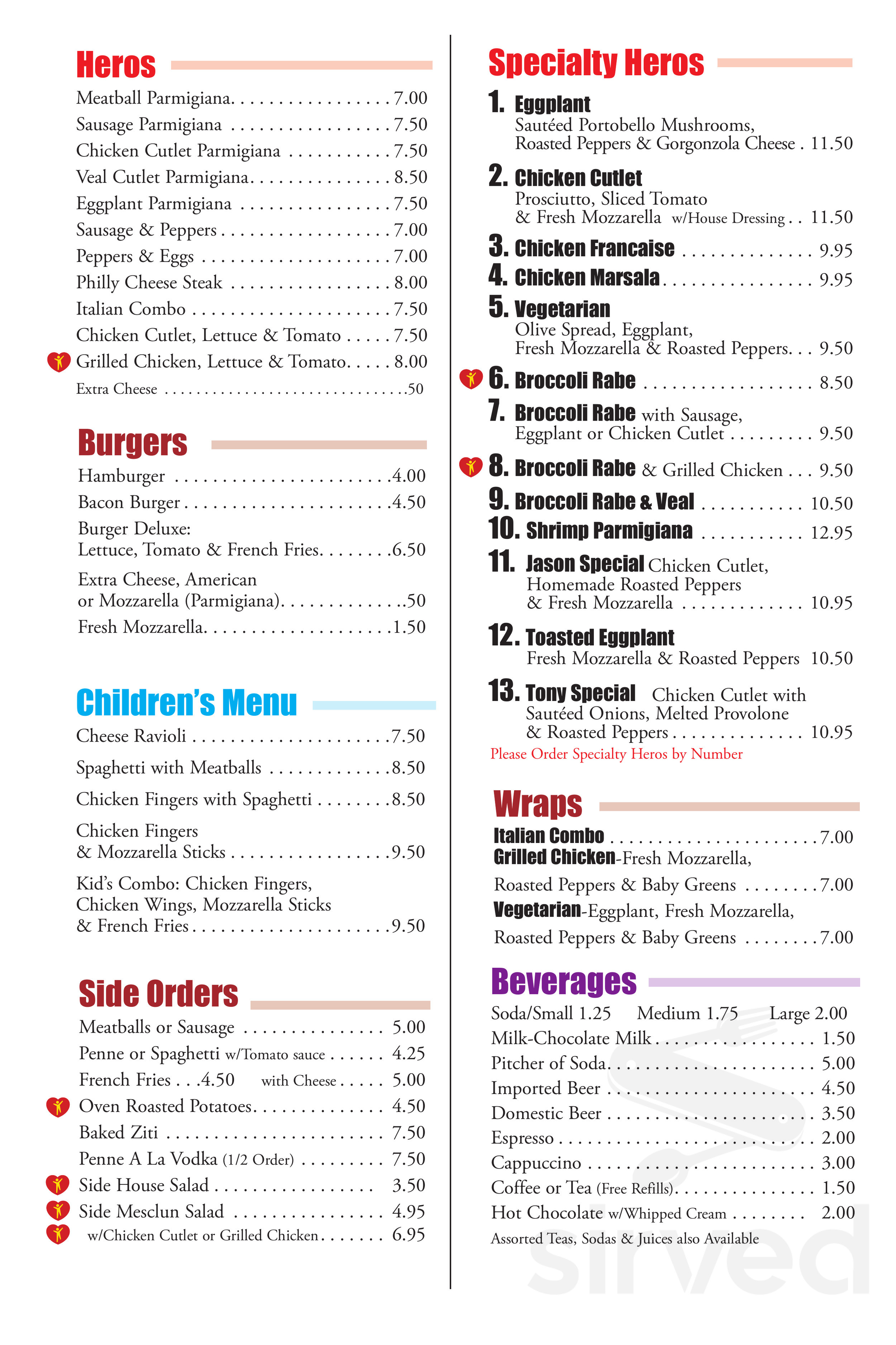 dee marias menu