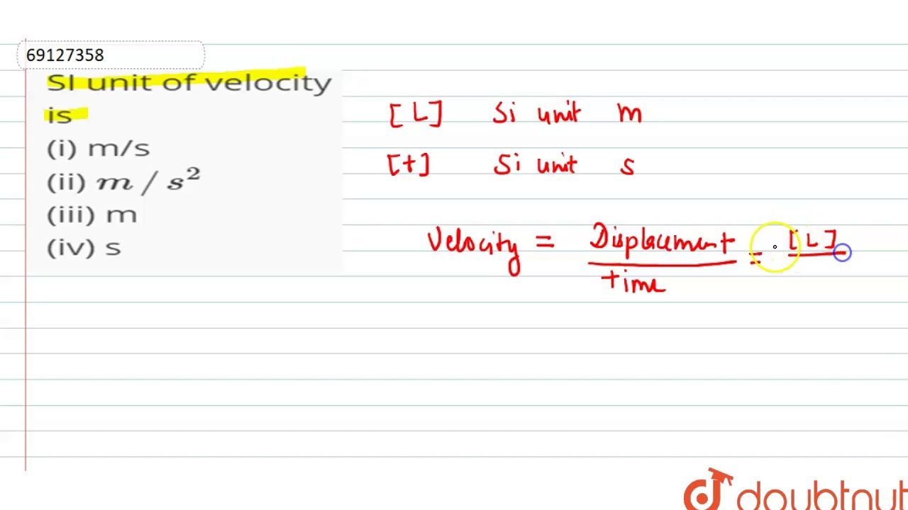 define velocity what is the si unit of velocity