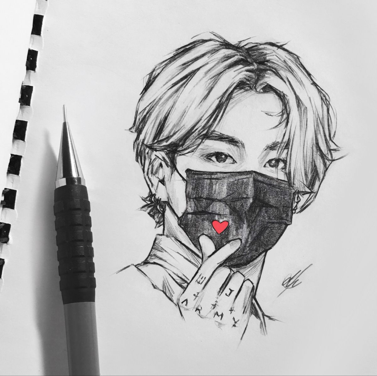 dibujos de bts a lápiz