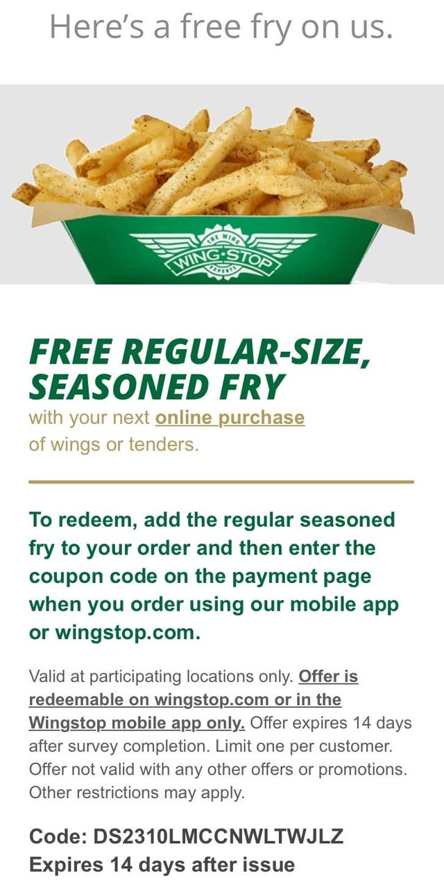 discount code for wingstop