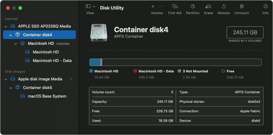 disk utility restore