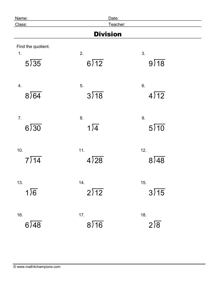 dividing large numbers worksheets