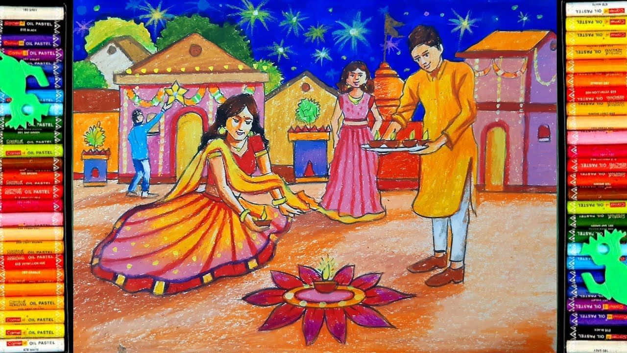 diwali festival memory drawing