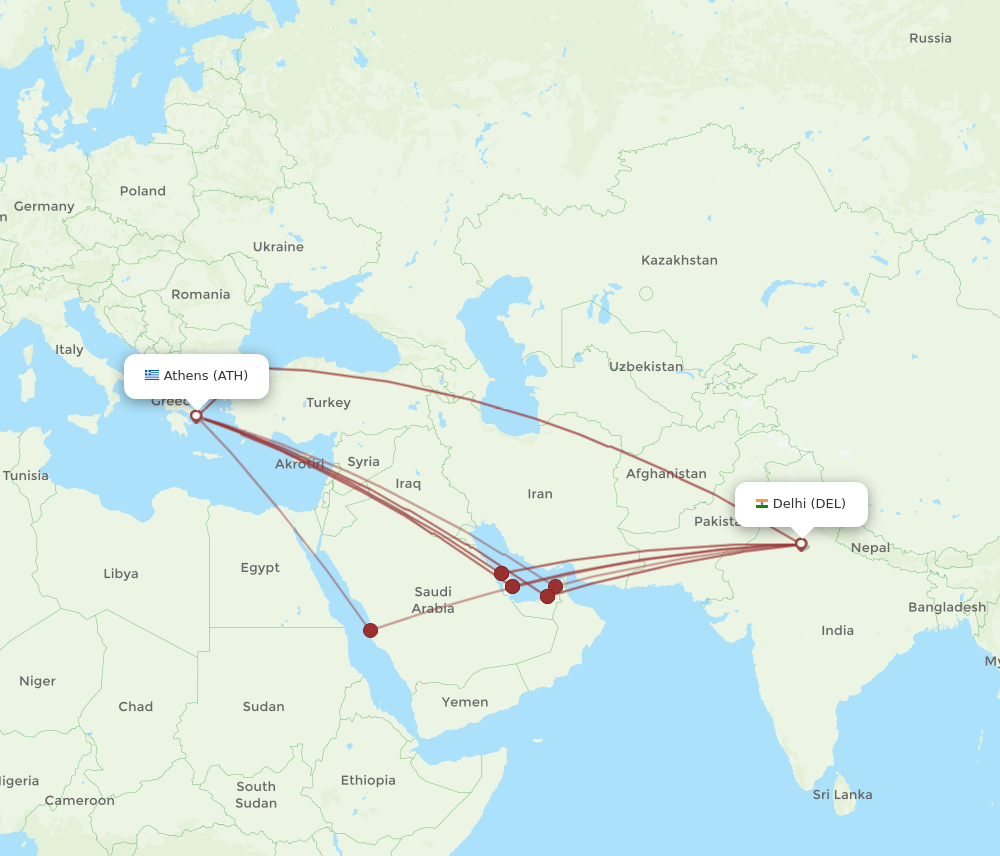 doha to athens flight time