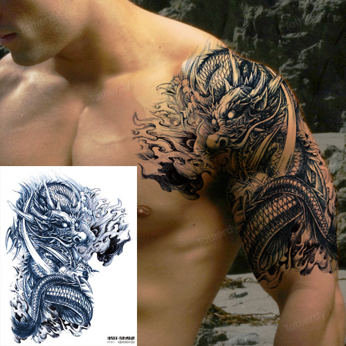 dragon tattoo shoulder chest