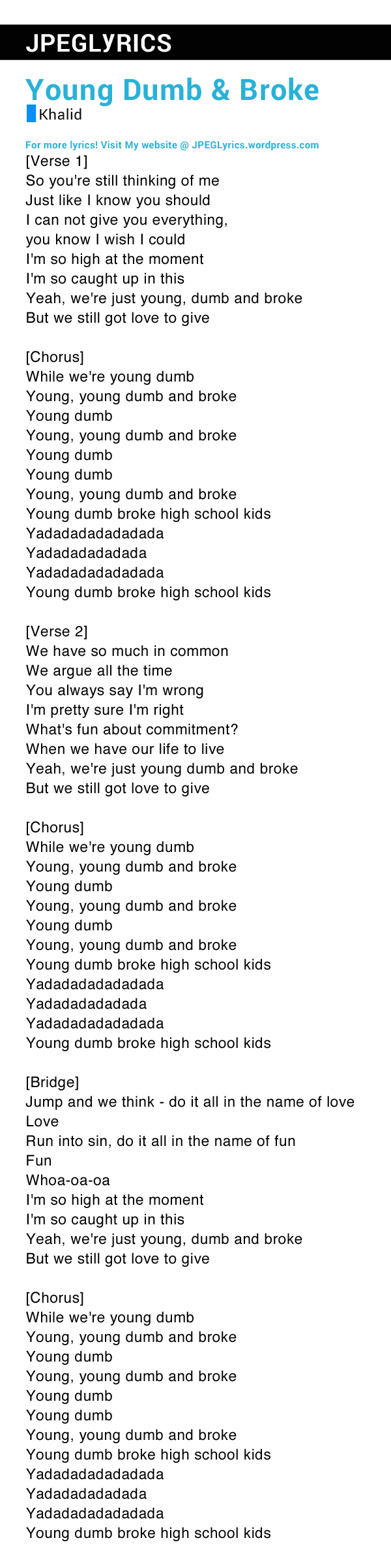 dumb young and broke lyrics