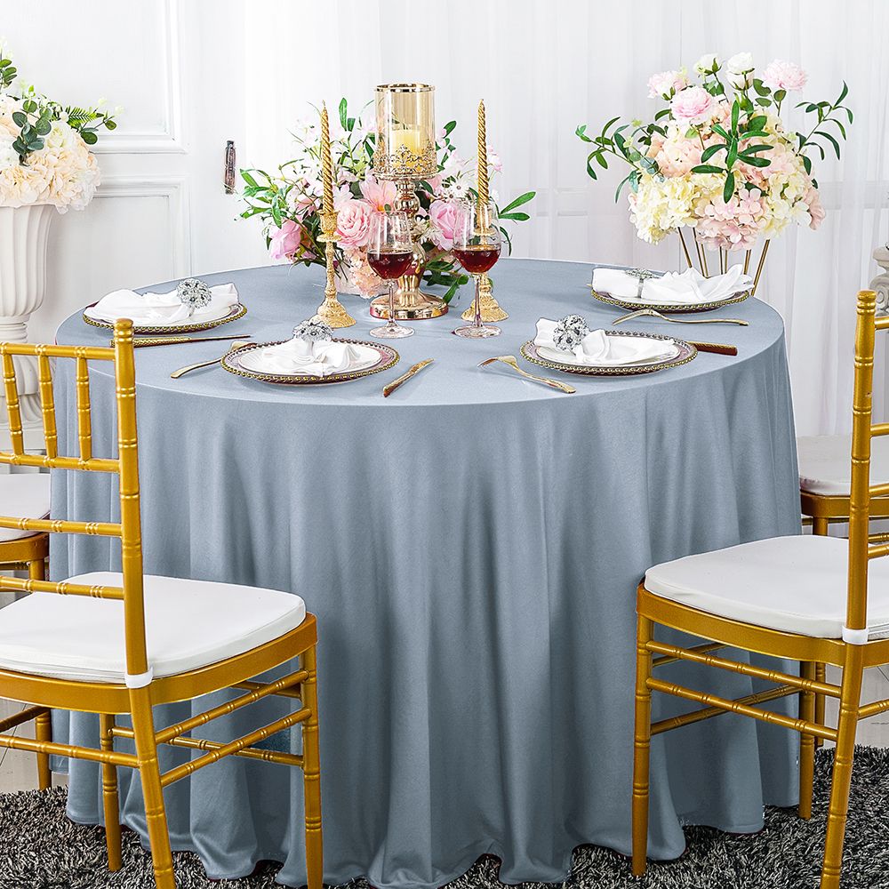 dusty blue table linens