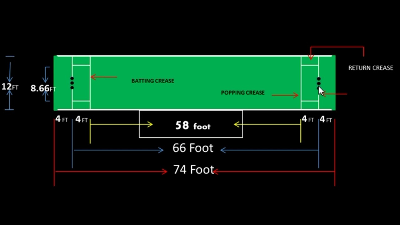 size of cricket pitch in feet