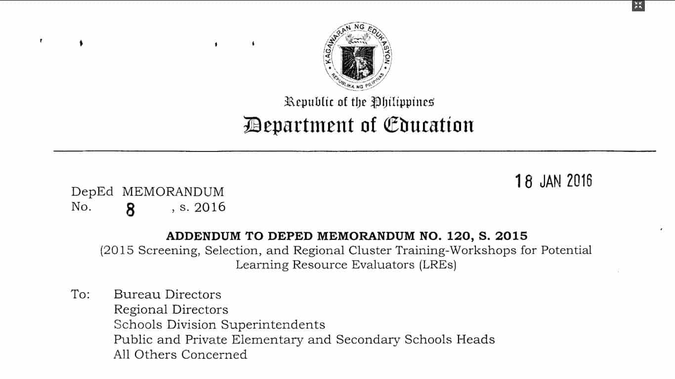 deped memorandum no 121 s 2014