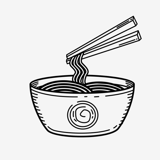 noodles clipart black and white