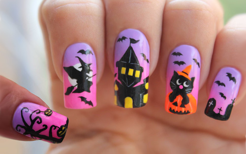 diseños de uñas halloween 2018