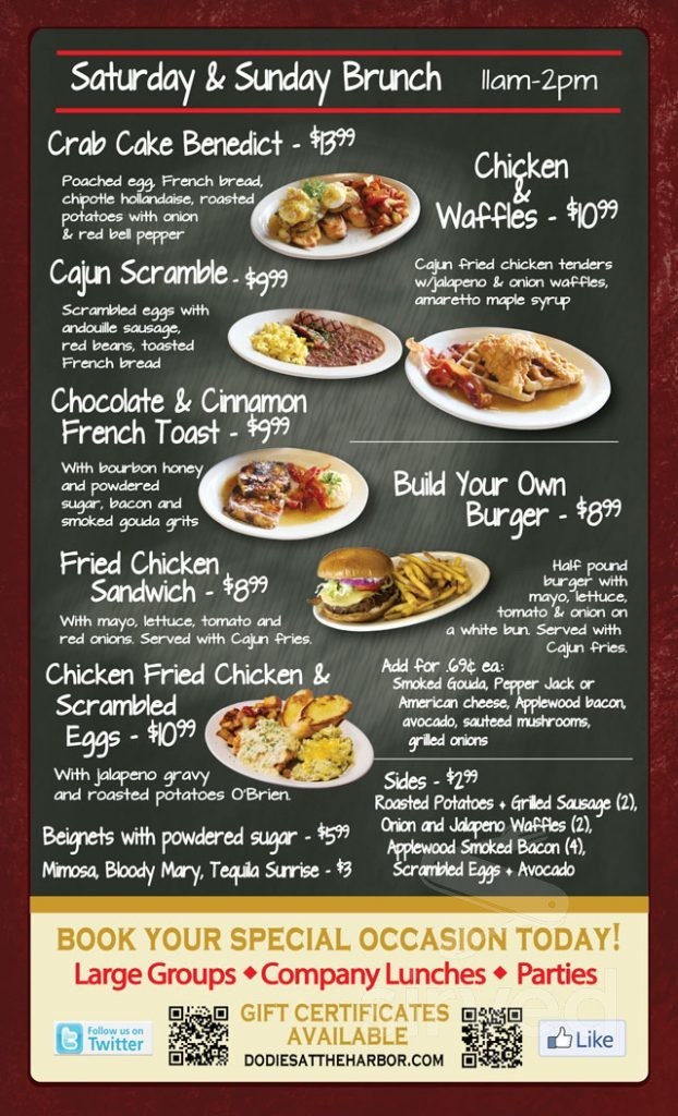 dodies cajun restaurant at the harbor menu