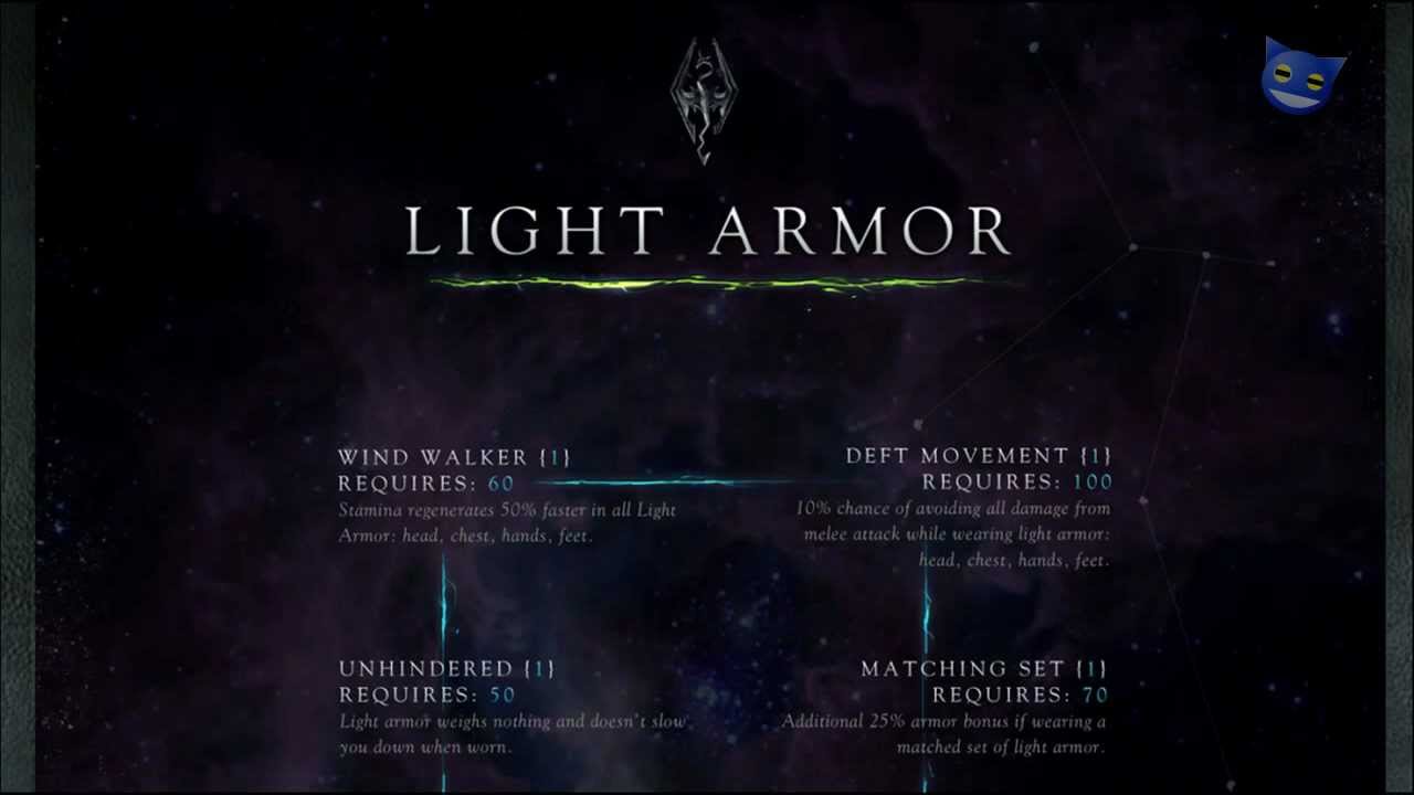 skyrim light armor perk