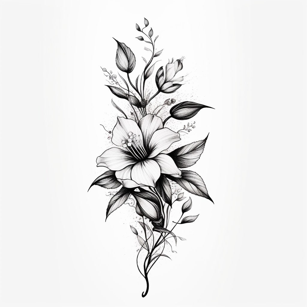 black white flower tattoo designs