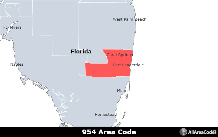 telephone area code 954