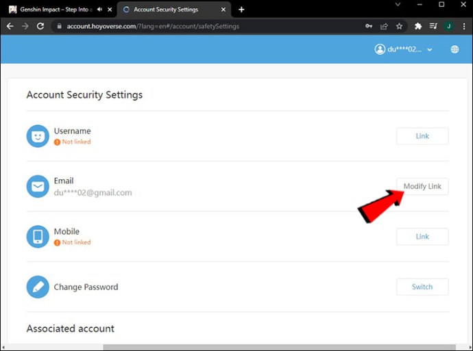 genshin impact changing email