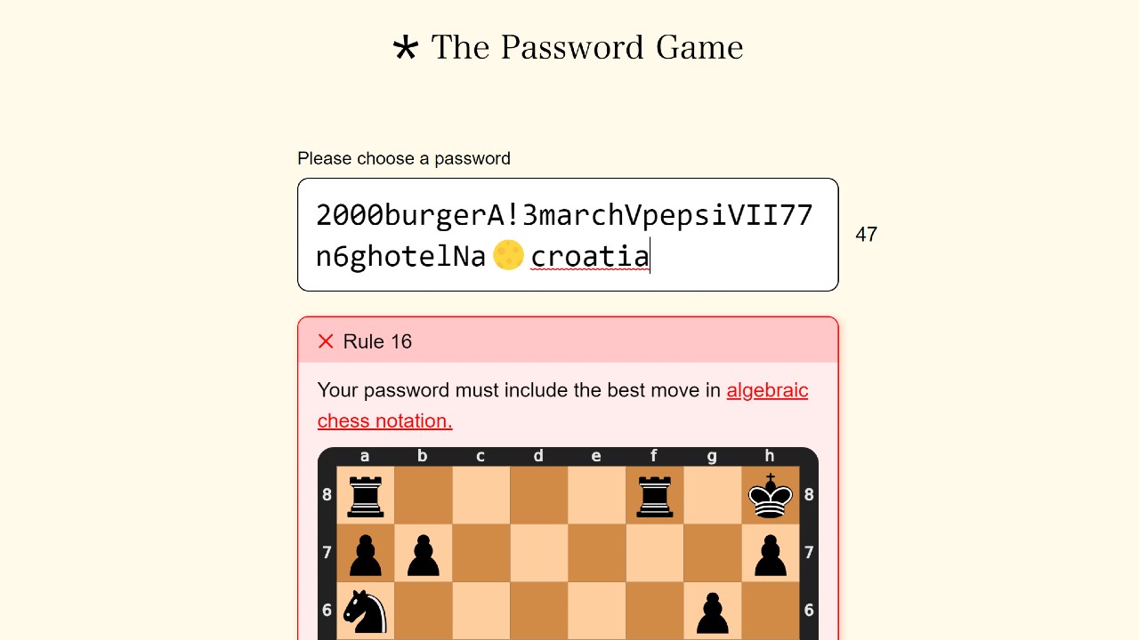 rule 16 password game