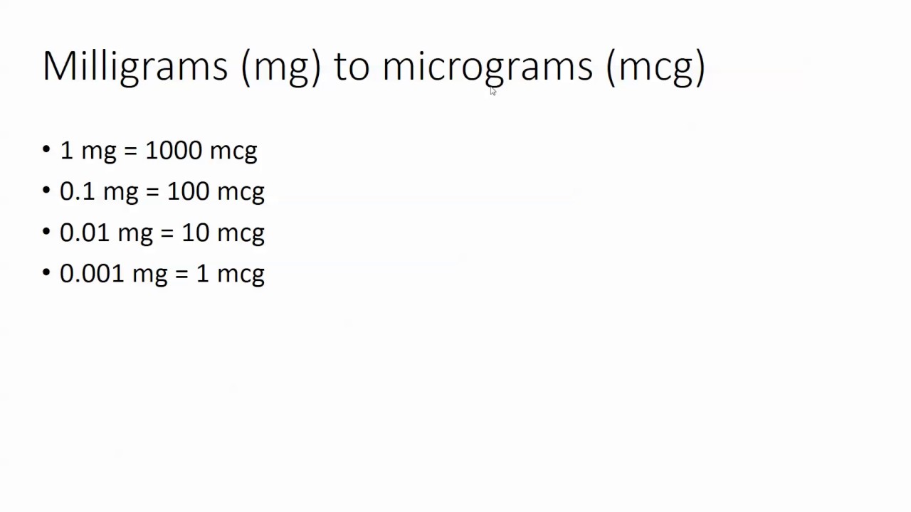 125 mcg to mg