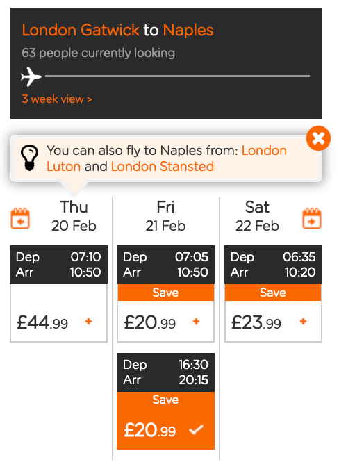 easyjet return flights