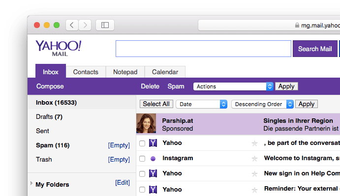 yahoo mail inbox