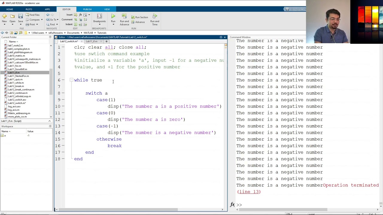 matlab switch case range