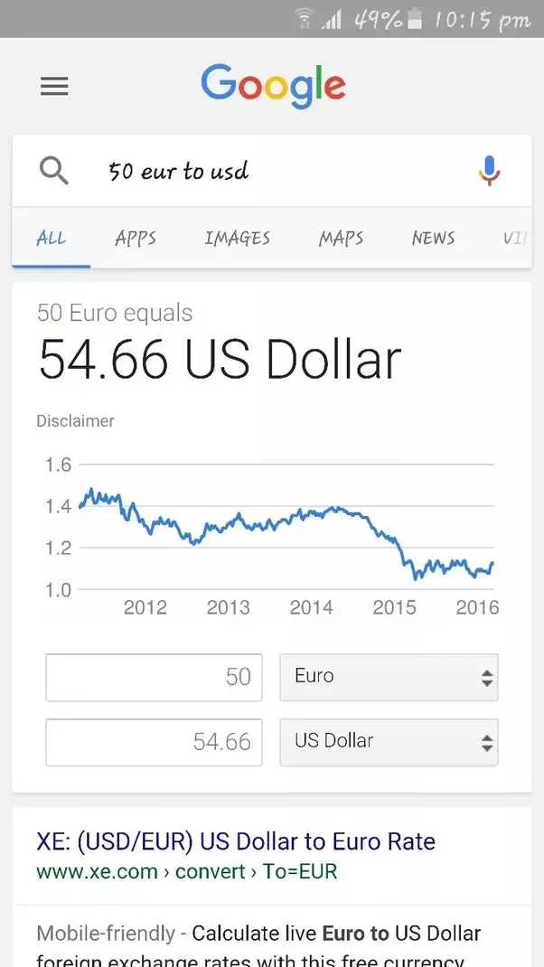 euros into usd