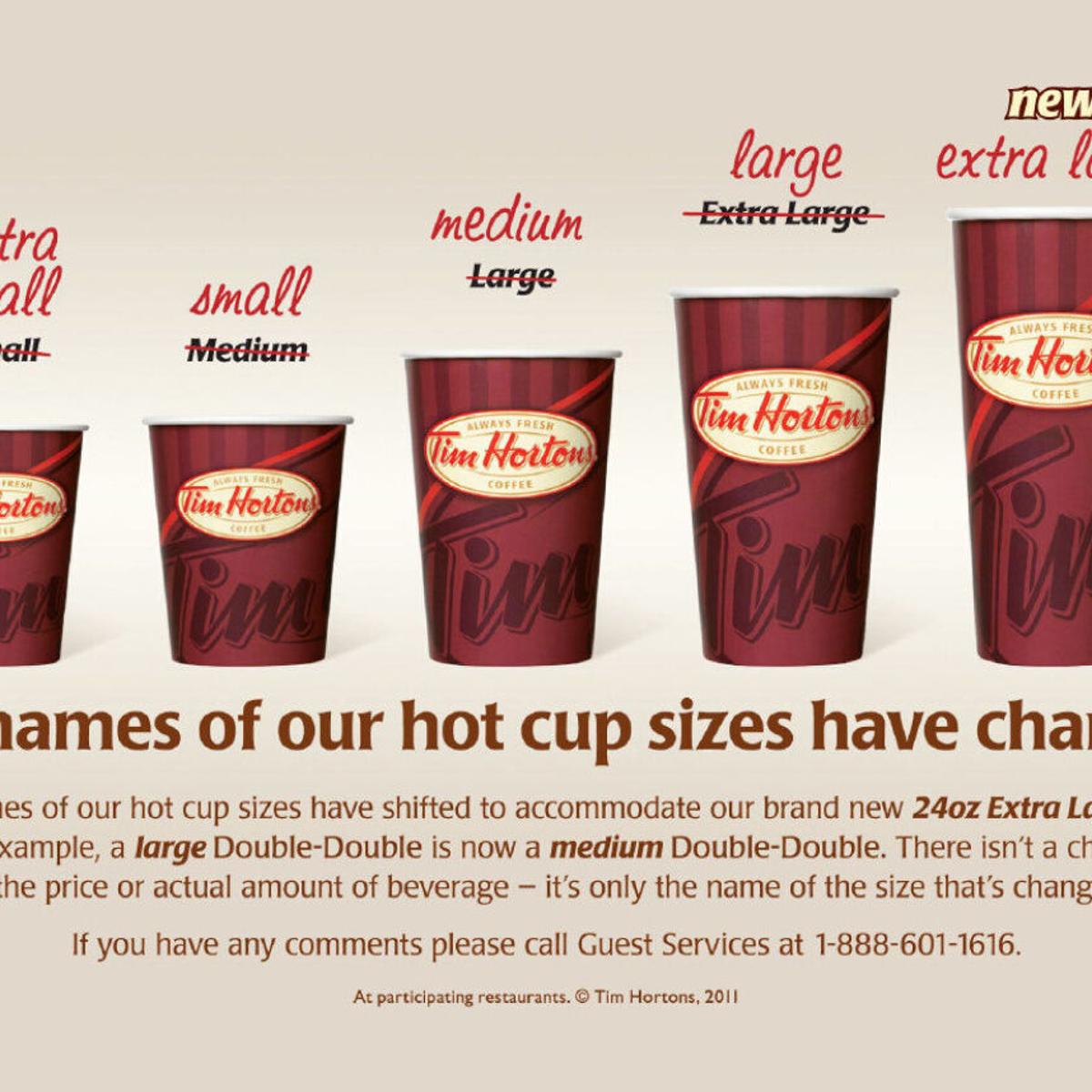 how many ounces in a tim hortons large coffee