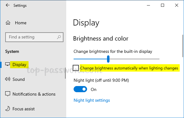 windows 10 how to turn off auto brightness