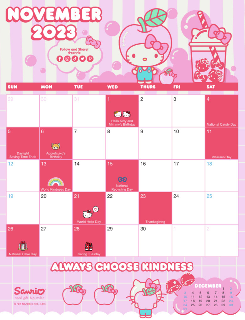 calendar 2023 sanrio