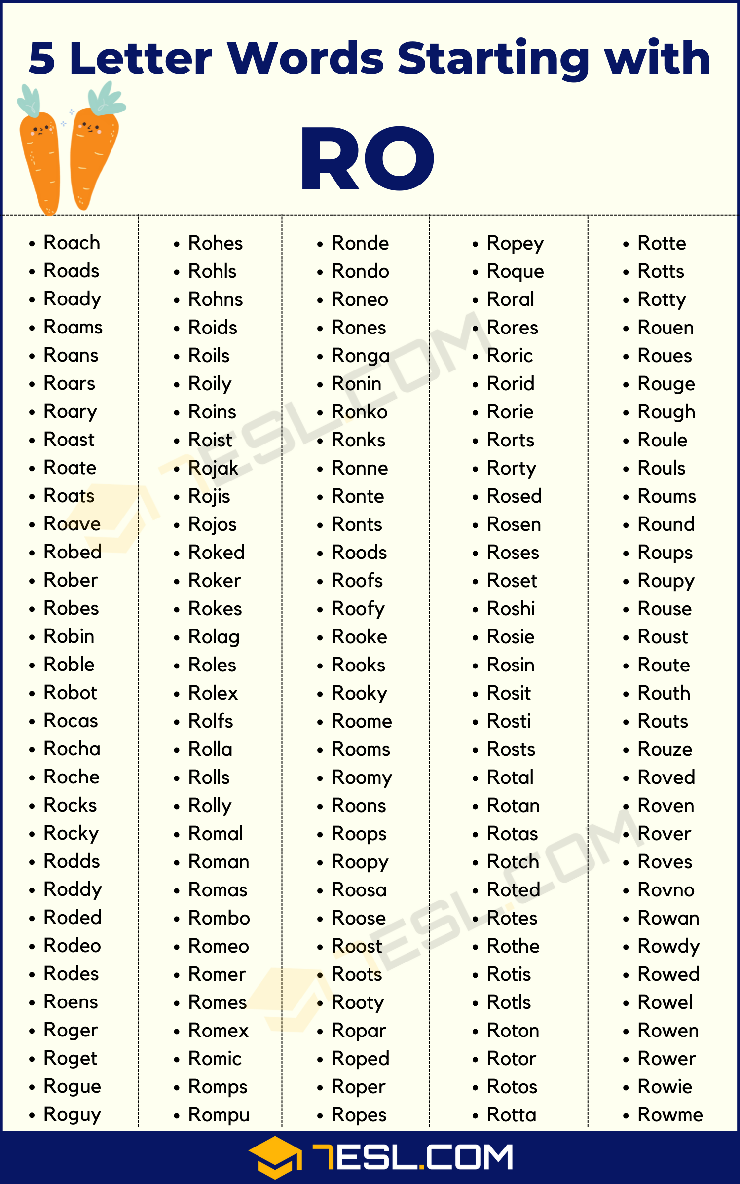 five letter words that start with ro