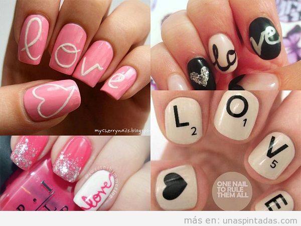 diseño de uñas love