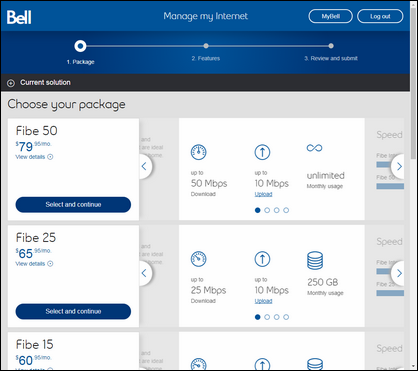 bell internet and phone package