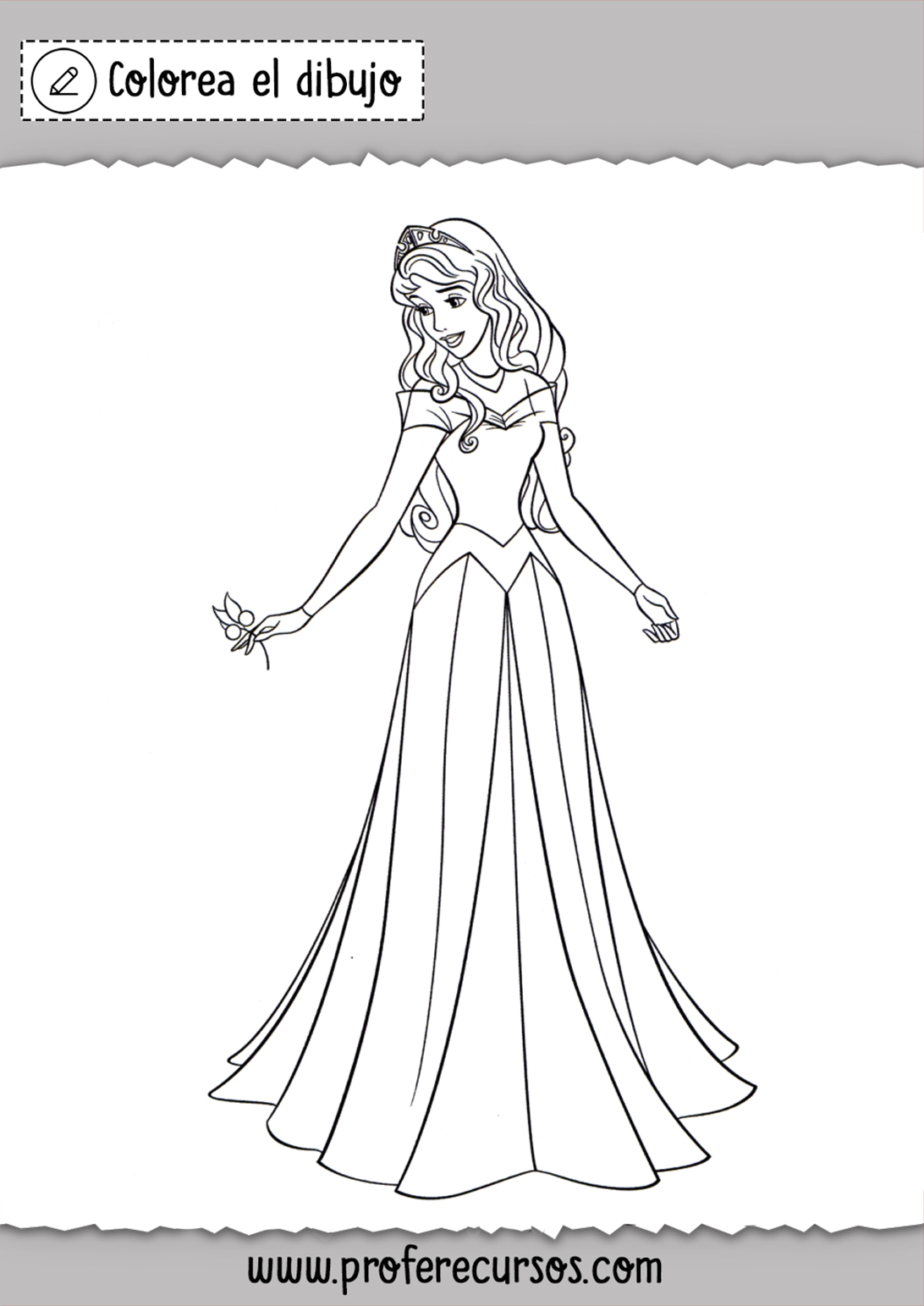 dibujo para colorear de las princesas de disney