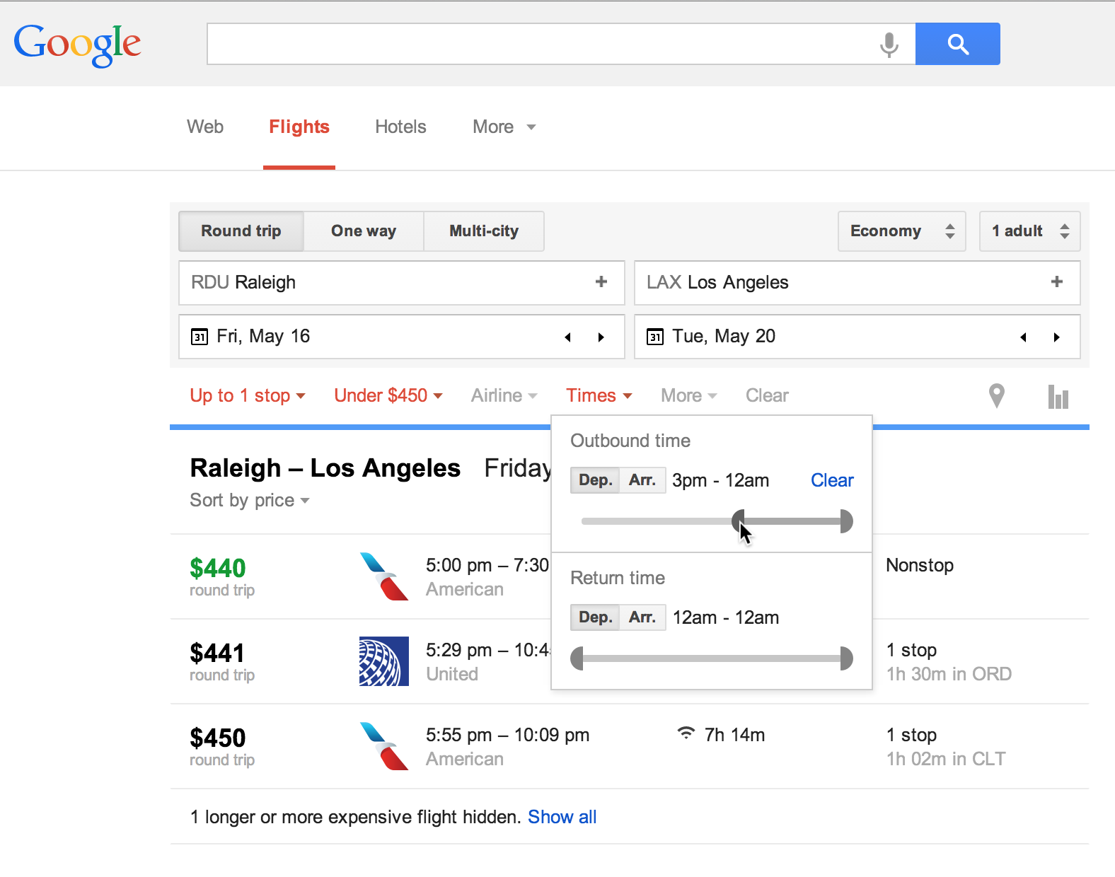 google flights english