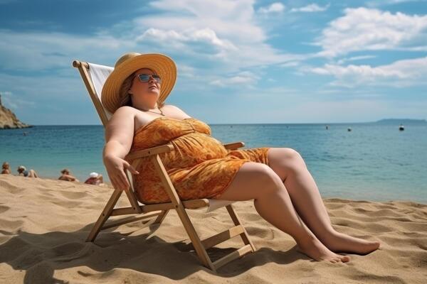 fat lady on a beach